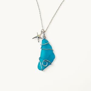 Turquoise and Silver Starfish Pendant Necklace